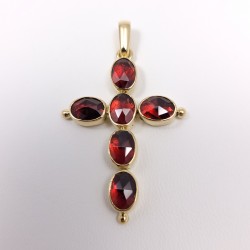 Croix or 750 millièmes Grenats de Perpignan ovales