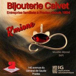 Pendentif Le Chat R'mione® or 750 millièmes et Grenat de Perpignan