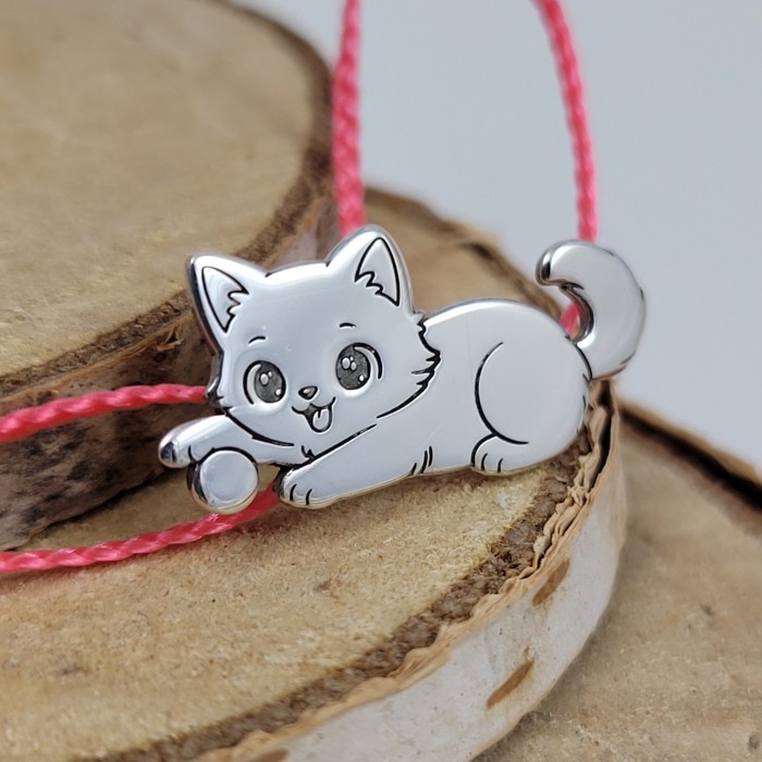 Bracelet Chat joueur argent 925‰