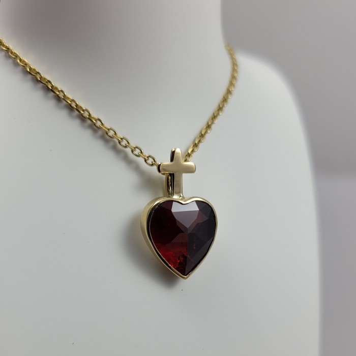 Cœur vendéen or 750 millièmes Grenat de Perpignan