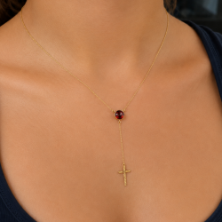 Collier or 750 millièmes Grenat de Perpignan