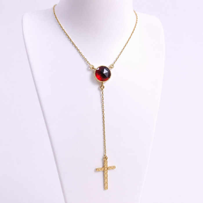 Collier or 750 millièmes Grenat de Perpignan