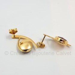 Boucles d'oreilles or 750 millièmes Grenat de Perpignan ronds