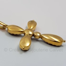 Croix tradition or 750 millièmes Grenats de Perpignan