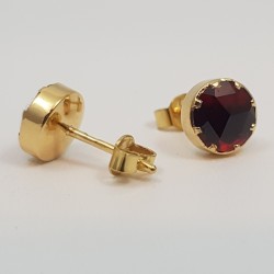 Boucles d'oreilles or 750 millièmes Grenats de Perpignan ronds