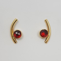 Boucles d'oreilles or 750 millièmes Grenats de Perpignan ronds
