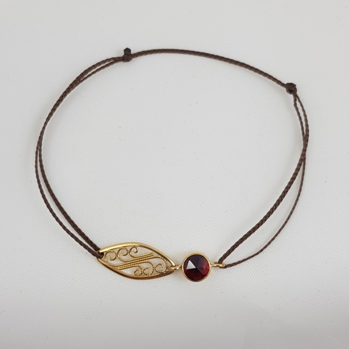 Bracelet or 750 millièmes Grenat de Perpignan rond Bracelet or 750 millièmes Grenat de Perpignan rond