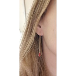 Boucles d'oreilles or 750 millièmes Grenats de Perpignan poires