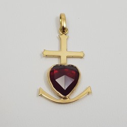 Croix de Camargue or 750 millièmes Grenat de Perpignan