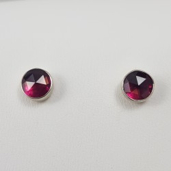 Boucles d'oreilles or gris 750 millièmes Grenat de Perpignan Collection Phœnix